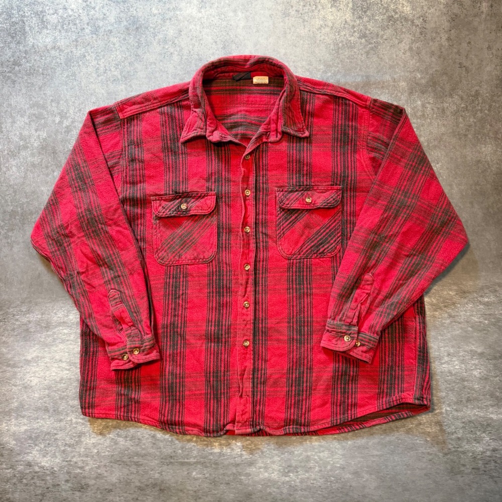Dakota Flannel Shirt Mens 3XL Red Black Plaid Cotton Button Down Workwear H3162